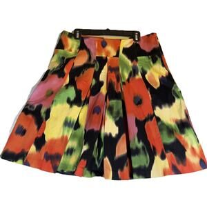 attention A-Line Box Pleat Skirt Woman's 14 Watercolor Floral Fully Lined Japan